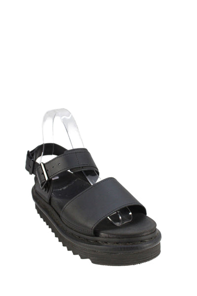 Dr. Martens Womens Leather Buckled Strappy Platform Sandals Black Size 6