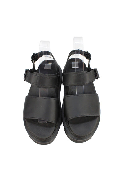 Dr. Martens Womens Leather Buckled Strappy Platform Sandals Black Size 6