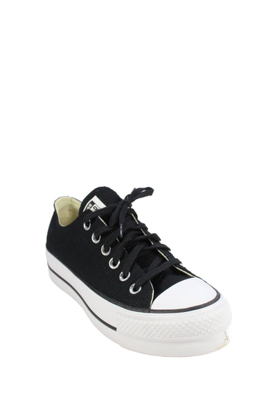 Converse Womens Round Toe Lace-Up Platform Low Top Sneakers Black Size 6.5