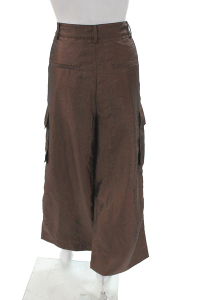 Tibi Womens Brown Cargo Pants Polyester Button Closure Size 2