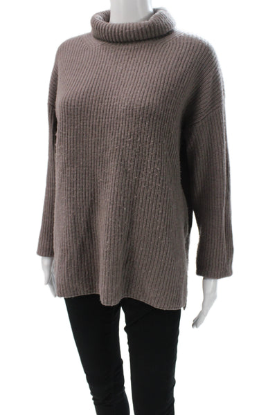 Nordstrom Womens Pullover Turtleneck Sweater Brown 70% Wool Long Sleeve Size M