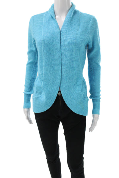 Lilly Pulitzer Womens Cardigan Solid Blue Collared Long Sleeve Viscose Size S