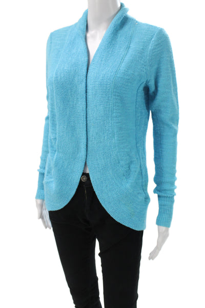 Lilly Pulitzer Womens Cardigan Solid Blue Collared Long Sleeve Viscose Size S