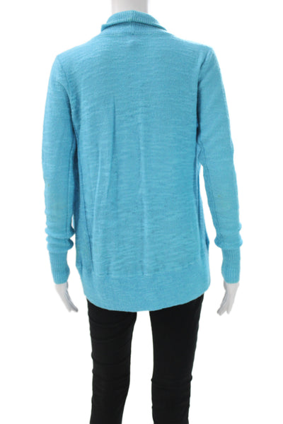 Lilly Pulitzer Womens Cardigan Solid Blue Collared Long Sleeve Viscose Size S