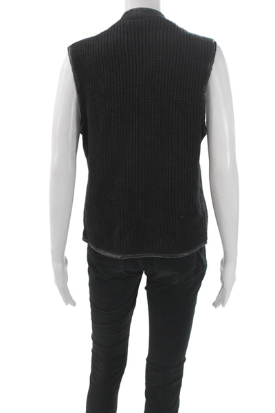 Barneys New York Womens Kimono Vest Black V Neck Sleeveless Viscose Size L
