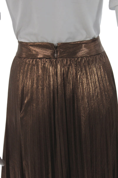 Retrofete Women Maxi Metallic Long Skirt Brown Zip Size M