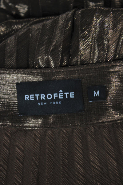 Retrofete Women Maxi Metallic Long Skirt Brown Zip Size M