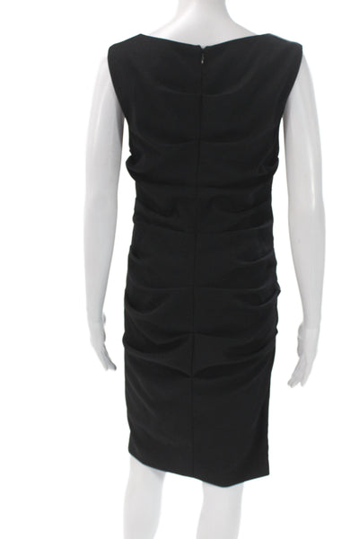 Nicole Miller Women Sheath Dress Black Boat Neck Sleeveless Zip Size 8