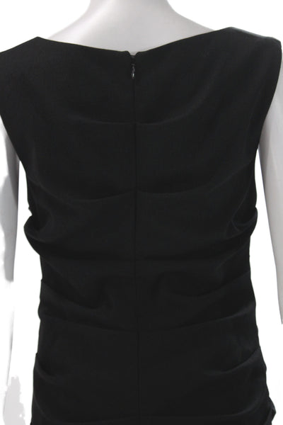 Nicole Miller Women Sheath Dress Black Boat Neck Sleeveless Zip Size 8