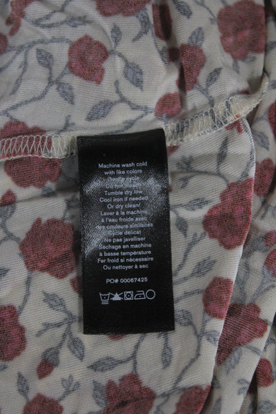 Rag & Bone Womens Floral Jersey T-Shirt Long Sleeve Round Neck Beige Size M