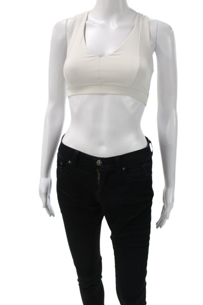 Year Of Ours Womens V Neck Sports Bra White Size Extra Small