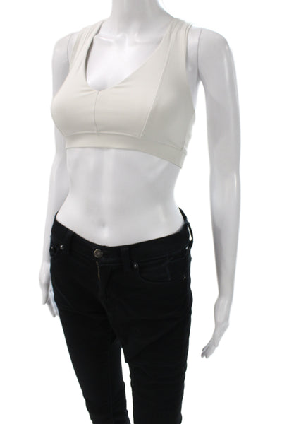 Year Of Ours Womens V Neck Sports Bra White Size Extra Small
