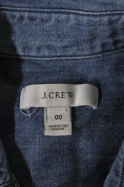 J Crew Womens Indigo Denim Short Sleeve Collared Button-Up Top Size 00