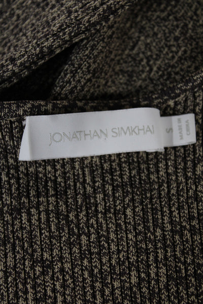 Jonathan Simkhai Women Brown Square Neck Long Sleeve Pullover Sweater Size S