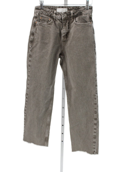 Zara Womens Straight Gray Mid Rise Cotton Jeans Size 2