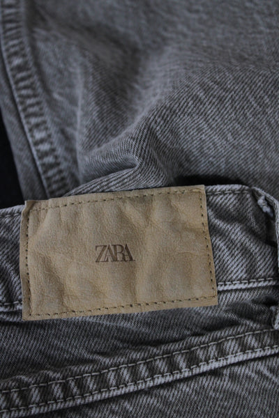 Zara Womens Straight Gray Mid Rise Cotton Jeans Size 2