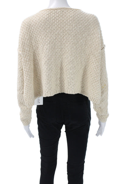 Free People Womens Boho Scoop Neck Pullover Sweater Ivory Size XS