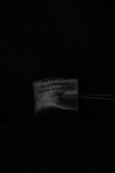 John Varvatos Unisex Leather Black High Neck Cardigan Long Sleeve Casual Size M