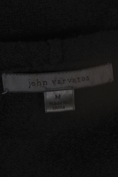 John Varvatos Unisex Leather Black High Neck Cardigan Long Sleeve Casual Size M