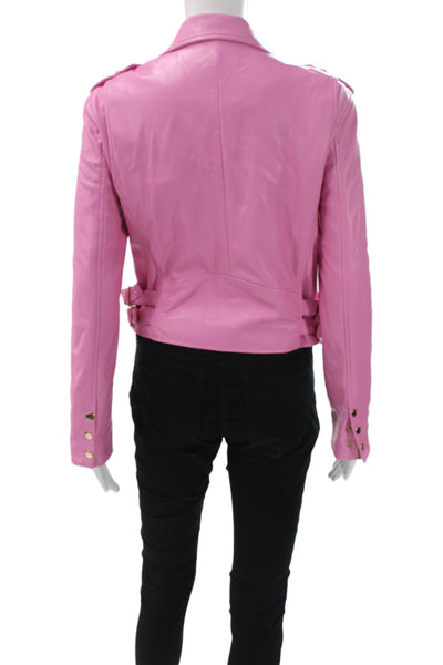Generation Love Womens Biker Jacket Pink Zip Long Sleeve Polyester Size M