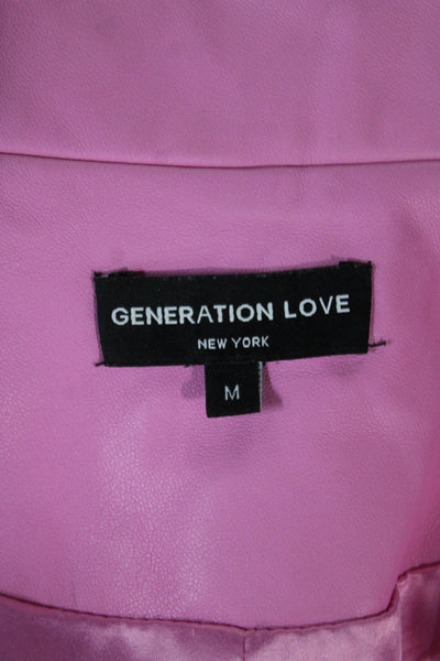 Generation Love Womens Biker Jacket Pink Zip Long Sleeve Polyester Size M