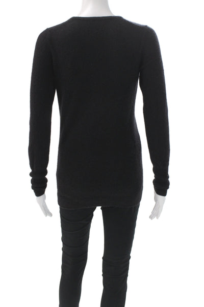 White + Warren Women V-Neck Cashmere Pullover Sweater Black Long Sleeve Size XS