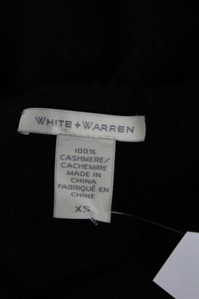 White + Warren Women V-Neck Cashmere Pullover Sweater Black Long Sleeve Size XS