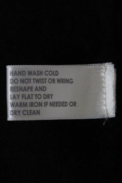 White + Warren Women V-Neck Cashmere Pullover Sweater Black Long Sleeve Size XS