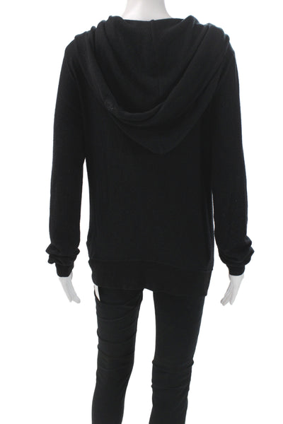 Wildfox Womens Full Zip Hoodie Black Long Sleeve Crew Neck Size M