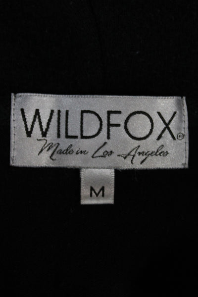 Wildfox Womens Full Zip Hoodie Black Long Sleeve Crew Neck Size M