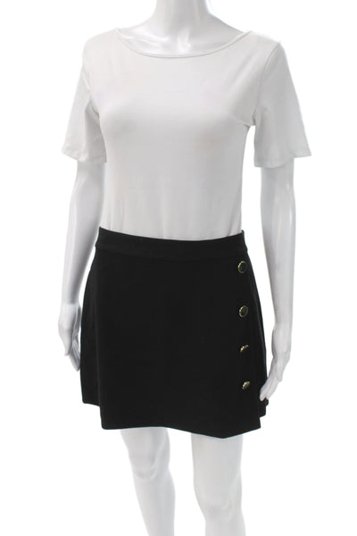 Alice + Olivia Womens Black Mini Skirt Zip Solid Classic Size 6
