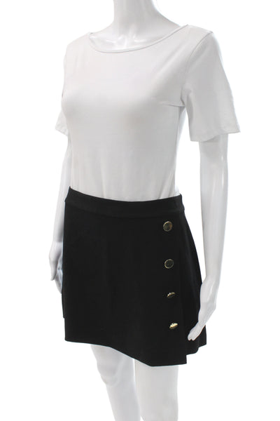 Alice + Olivia Womens Black Mini Skirt Zip Solid Classic Size 6