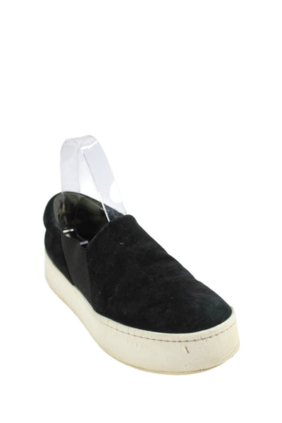 Vince Womens Suede Slip On Platform Sneakers Shoes Black Size 6.5