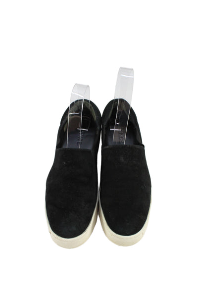 Vince Womens Suede Slip On Platform Sneakers Shoes Black Size 6.5