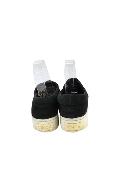 Vince Womens Suede Slip On Platform Sneakers Shoes Black Size 6.5