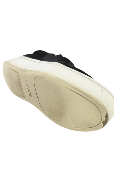 Vince Womens Suede Slip On Platform Sneakers Shoes Black Size 6.5