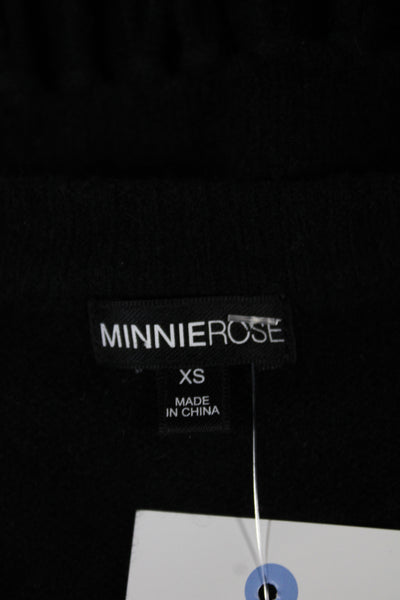 Minnie Rose Womens Black Knit Pullover Sweater Sleeveless Crew Neck Size XS