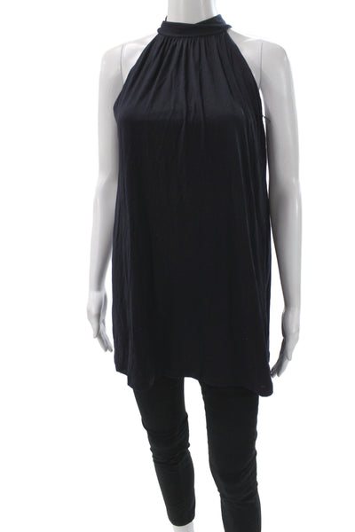Susana Monaco Womens Halter Tunic Tank Black Rayon Sleeveless Size S