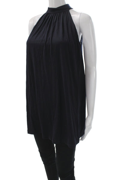 Susana Monaco Womens Halter Tunic Tank Black Rayon Sleeveless Size S