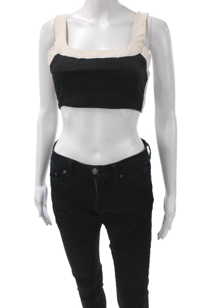 7 For All Mankind Women Cropped Beige Square Neck Tank Cotton Blend Size XS