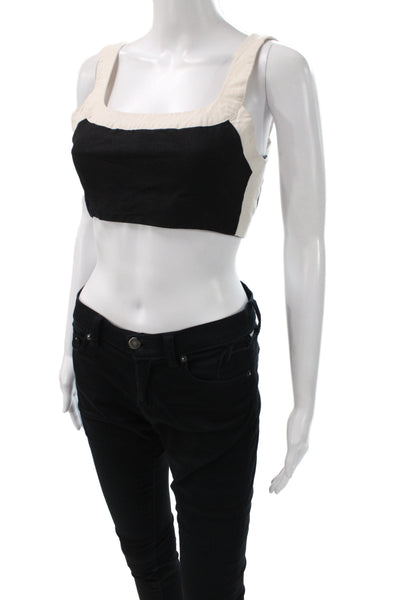 7 For All Mankind Women Cropped Beige Square Neck Tank Cotton Blend Size XS