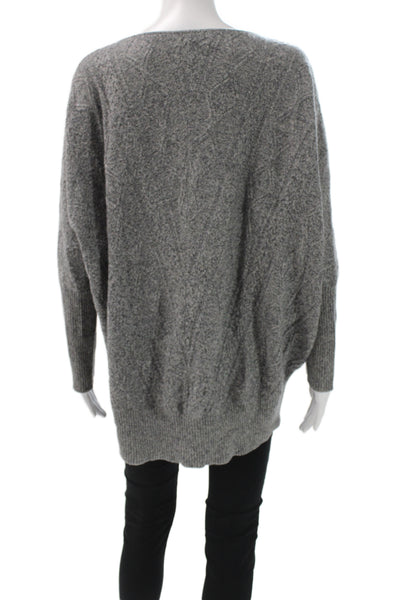 Quinn Womens Gray V-Neck Pullover Sweater Long Sleeve Size One Size
