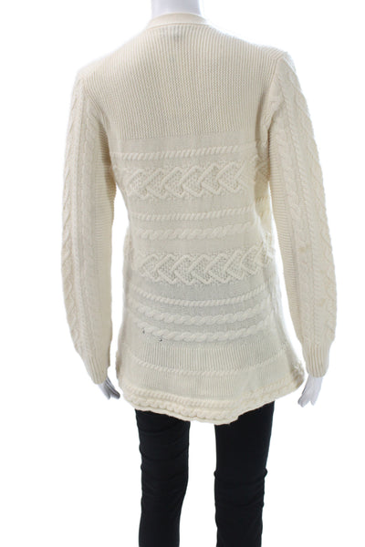Saks Fifth Avenue Women Ivory V Neck Cardigan Long Sleeve Size M