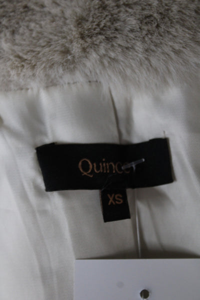 Quince Women Basic Jacket Beige Long Sleeve 100% Polyester Hook & Eye Size XS