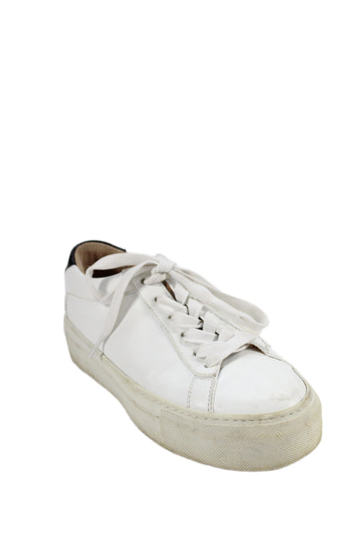 Koio Womens Leather Platform Low Top Sneakers White Black Size 37 7