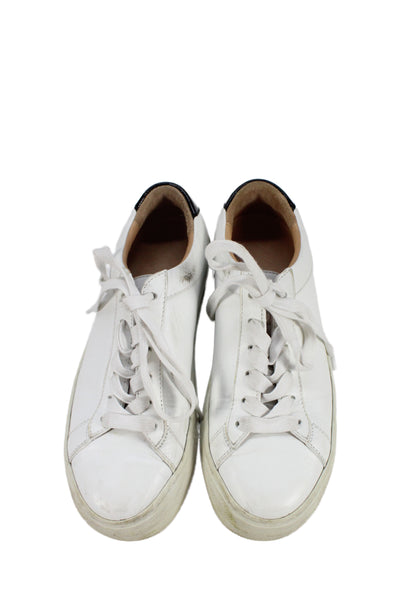 Koio Womens Leather Platform Low Top Sneakers White Black Size 37 7