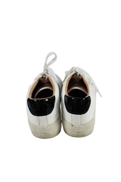 Koio Womens Leather Platform Low Top Sneakers White Black Size 37 7