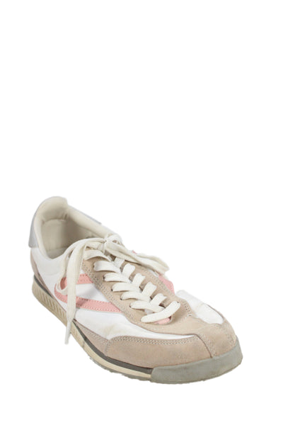 Tretorn Womens Suede Contrast Low Top Rawlins Sneakers White Pink Size 9