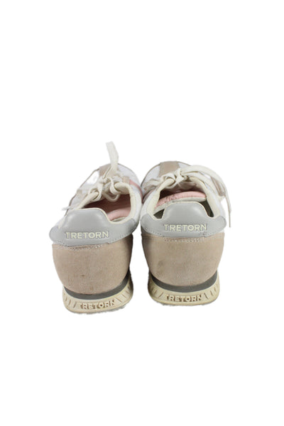 Tretorn Womens Suede Contrast Low Top Rawlins Sneakers White Pink Size 9
