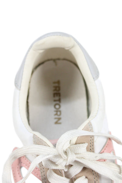 Tretorn Womens Suede Contrast Low Top Rawlins Sneakers White Pink Size 9